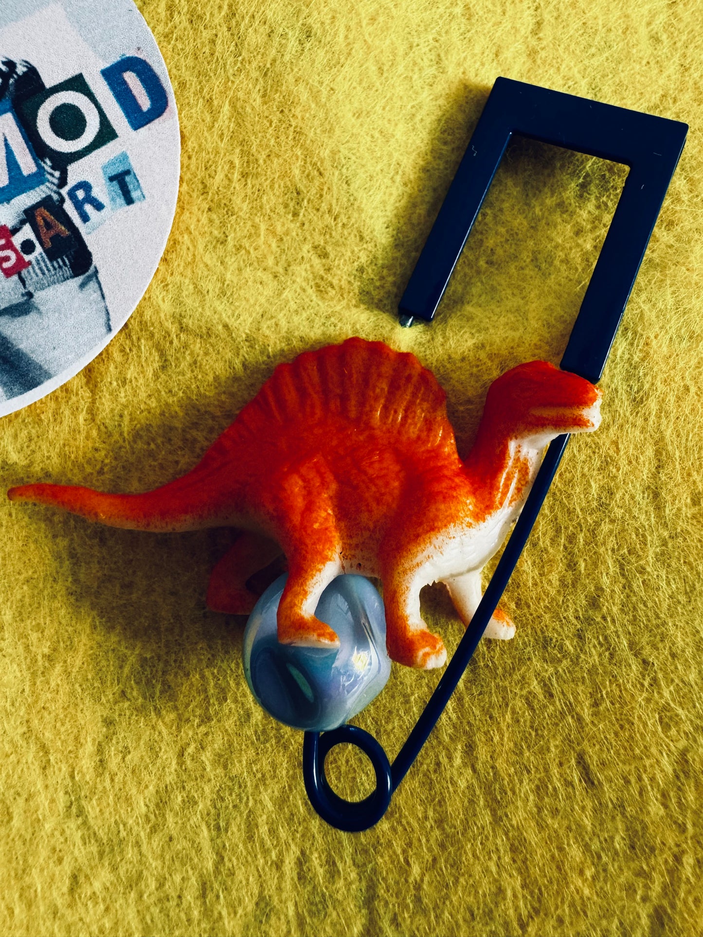 Blue Safety Pin Dinosaur  Brooch