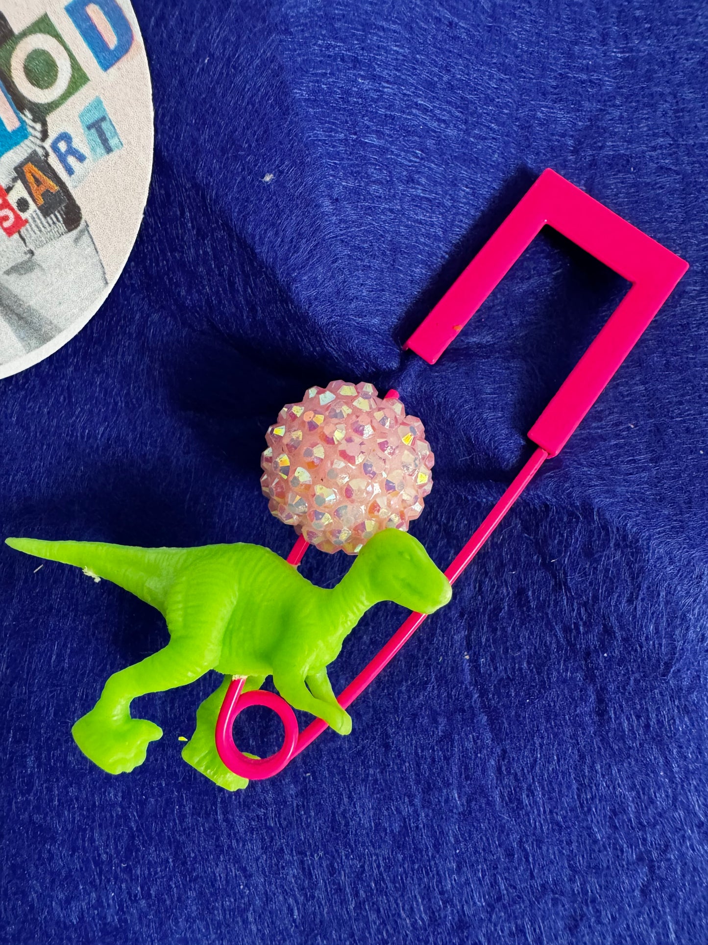 Modern Pink Beaded Dinosaur Broach
